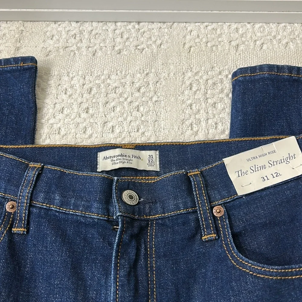 Abercrombie & Fitch Dark Blue Straight Leg Pants - Picture 3 of 6